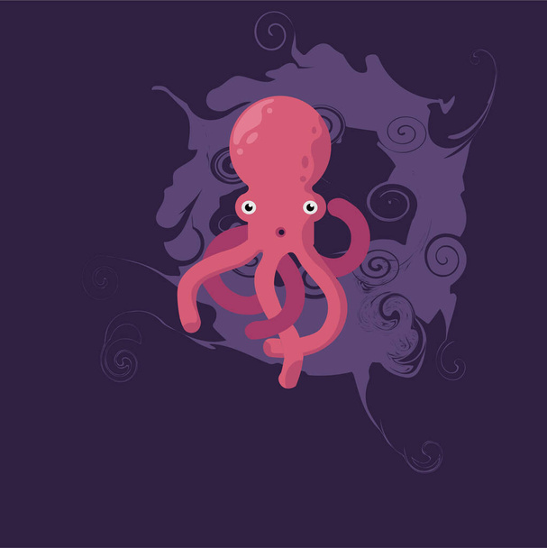 art octopus isolated on dark background - 写真・画像
