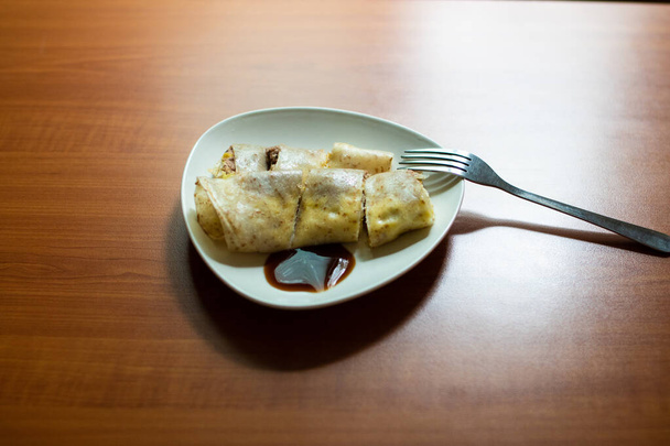 taiwan hagyományos omlettes reggeli az asztalon - Fotó, kép