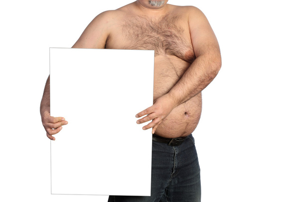 Товстий чоловік з банером
 - Фото, зображення