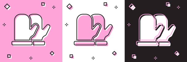 Set Christmas mitten icon isolated on pink and white, black background.  Vector. - Vector, Image