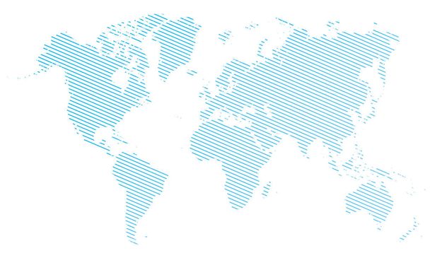 silueta de líneas de mapa del mundo vector azul sobre fondo blanco - Vector, Imagen