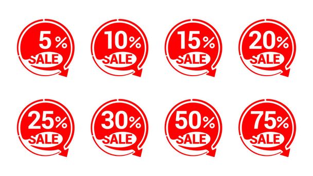 Set di vendita circolare nero e rosso - Vettoriali, immagini