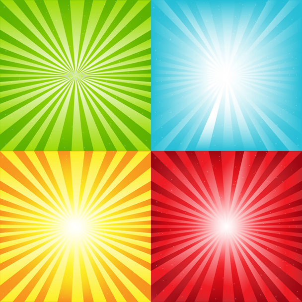 Bright Sunburst Background With Beams And Stars - Vector, Image