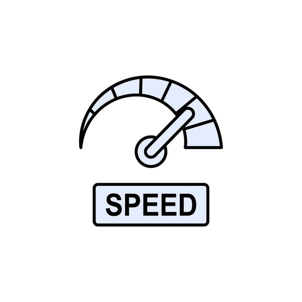 スピードメータースピードアイコン。白い背景にWeb 、ロゴ、モバイルアプリ、 UI 、 UXなどの記号や記号を使用できます。 - ベクター画像