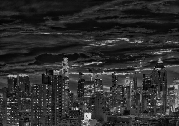 Linha aérea da noite de Manhattan, Nova Iorque. - Foto, Imagem