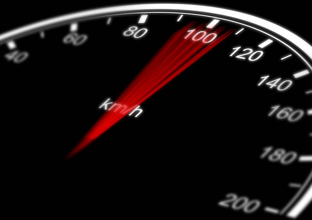 Een Speedometer illustratie ontwerp op een zwarte achtergrond - Foto, afbeelding