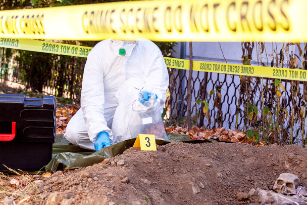 Crime scene investigation. Forensic science specialist at work. - Photo, Image