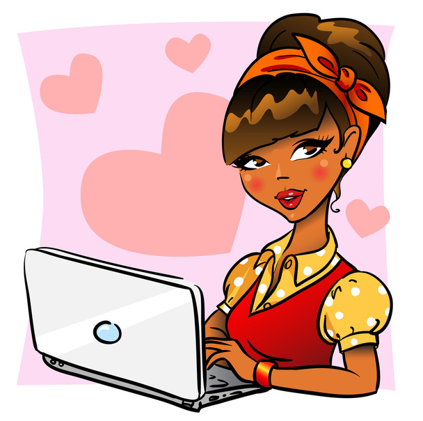 жінка з ноутбука
 - Вектор, зображення