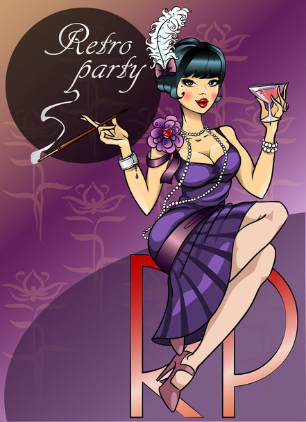 Retro party invitation card - Vetor, Imagem