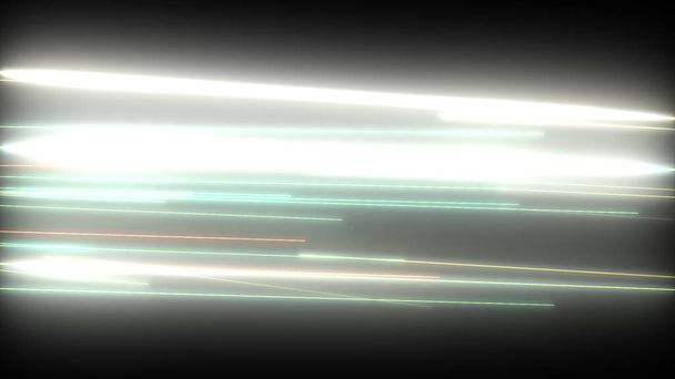 Parlayan neon çizgileri olan koyu soyut bir arkaplan. Sihirli ışıklar, uzay hareketi konsepti  - Fotoğraf, Görsel