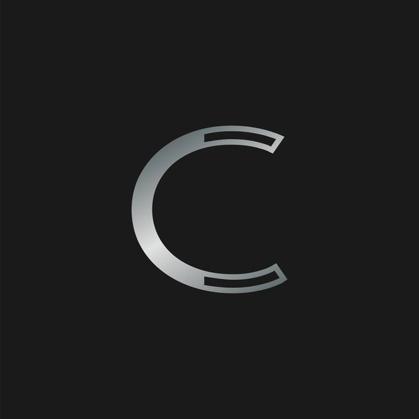 Initiële letter C logo icoon. Vector ontwerp concept abstracte stijlvolle brief met zilverkleurige kleur voor initiële of merkidentiteit. - Vector, afbeelding