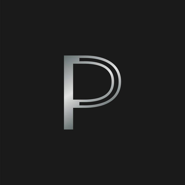 Initial Letter P logo icon. Vector design concept abstract classy letter with silver color for initial or brand identity. - Vector, Image
