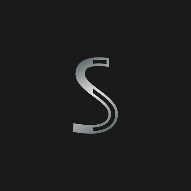 Első betű S logó ikon. Vector design koncepció elvont klasszikus levél ezüst színű a kezdeti vagy márka identitás. - Vektor, kép