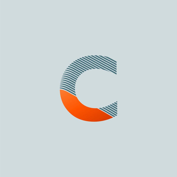 ラインストリップ文字Cのロゴアイコン。頭文字Cのラインストライプ形状ロゴアイコンデザインコンセプト. - ベクター画像