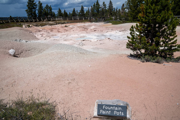 The fountain paint pots geysers and geothermal features of the lower geyser basin in Yellowstone National Park - Photo, Image