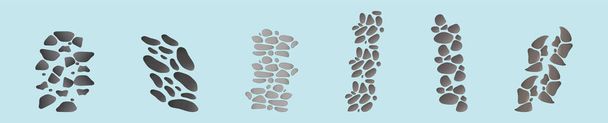 set of stone cartoon icon design template with various models. modern vector illustration isolated on background - Vector, Image