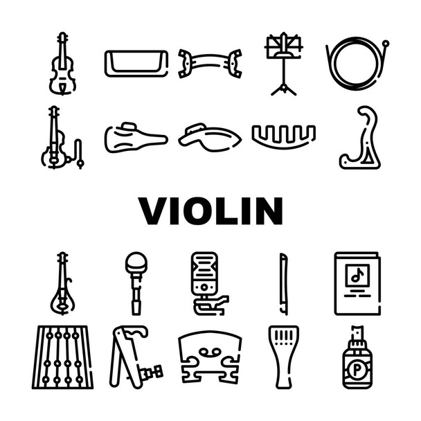 Βιολί εγχόρδων μουσικά όργανα εικονίδια που διάνυσμα - Διάνυσμα, εικόνα