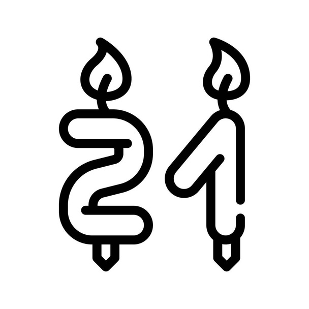 brûler des bougies sous forme de numéro anniversaire ligne icône vectoriel illustration - Vecteur, image
