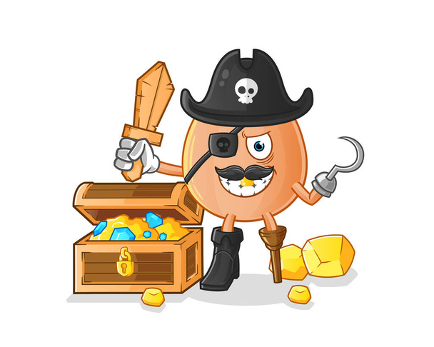 egg pirate with treasure mascot. cartoon vector - Wektor, obraz