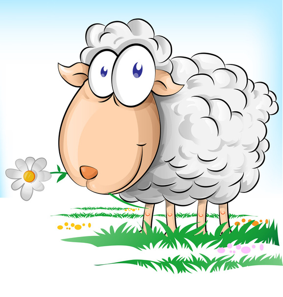 バック グラウンドで羊の漫画 - ベクター画像