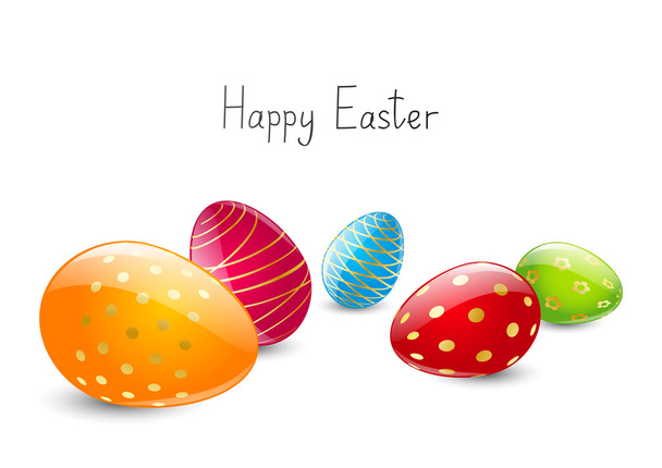 Color Easter eggs on white background - Vector, Image