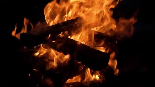 Brennholz brennt im Feuer - Filmmaterial, Video