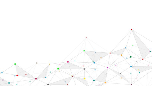 Abstracte plexus achtergrond met verbindende stippen en lijnen. Mondiale netwerkverbinding, digitale technologie en communicatieconcept - Vector, afbeelding