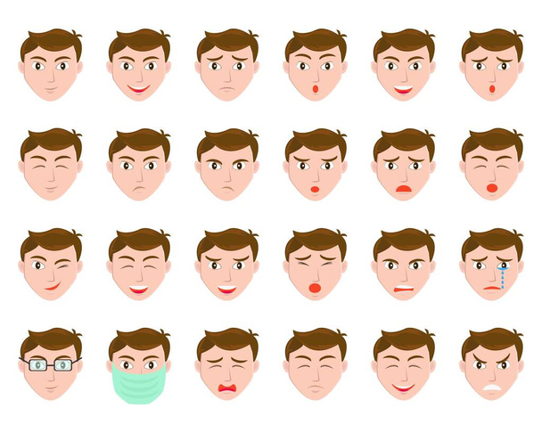 Векторный дизайн шаблона мужского набора выражений лица - Вектор,изображение