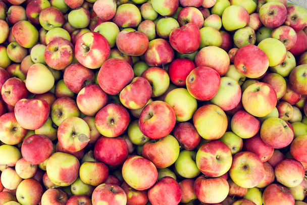 Красное яблоко сырой фруктовый фон, натуральный здоровый органический свежий продукт - Фото, изображение