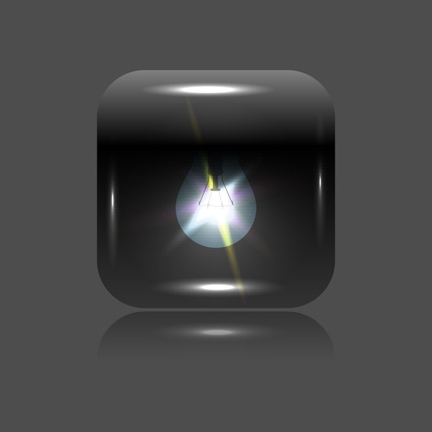 Glowing button-bulb with reflection - Vecteur, image