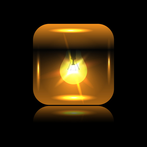 Glowing button-bulb with reflection - ベクター画像