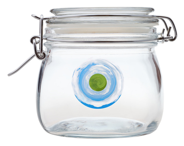 little clear green planet in glass jar - Photo, Image