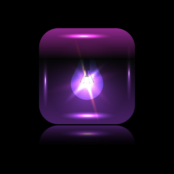 Glowing button-bulb with reflection - Вектор, зображення