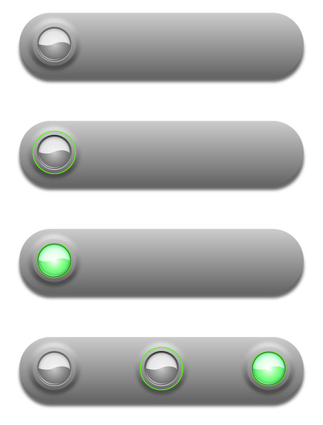 Long button, off, selected and pushed - ベクター画像