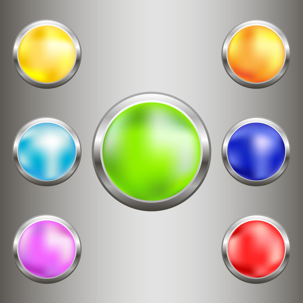 Colorful metal buttons set - Vektor, Bild