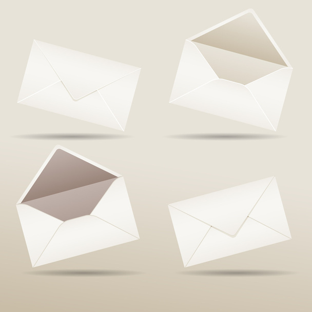 Set of realistic envelopes with shadow - Вектор,изображение