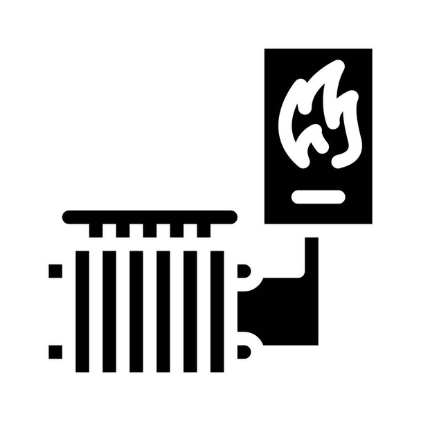 σύστημα θέρμανσης glyph εικόνα διάνυσμα εικονίδιο μαύρο - Διάνυσμα, εικόνα