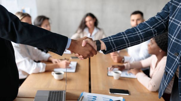Handshake At Business Meeting, Two Businessmen Shaking Hands In Office - Valokuva, kuva