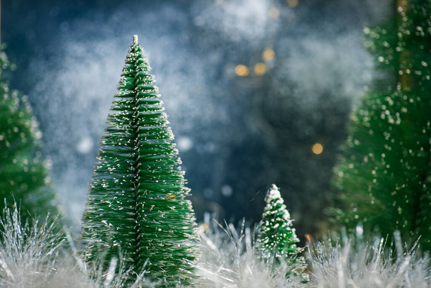 Christmas tree winter holiday festive background and ornaments - Photo, image