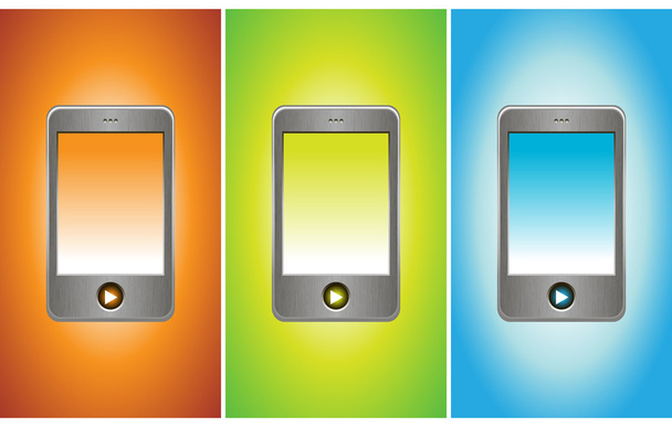 Set of MP3 players on different backgrouns - Vector, Image