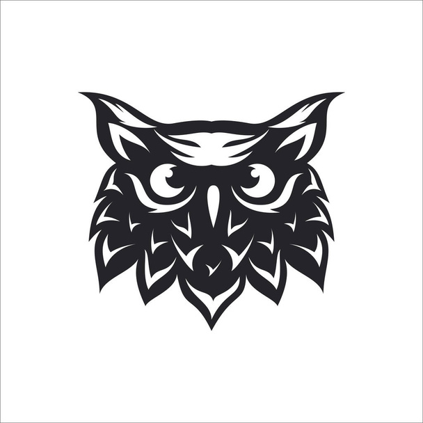 hlava sova logo ilustrace vintage moderní šablona symbol ikona černá a bílá - Vektor, obrázek