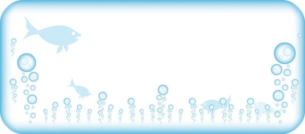 Blue background with drops and fish - Vector, Image