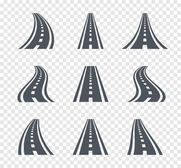 Вигнуті дорожні символи. Ілюстрація дорожнього та дорожнього знаку
 - Вектор, зображення