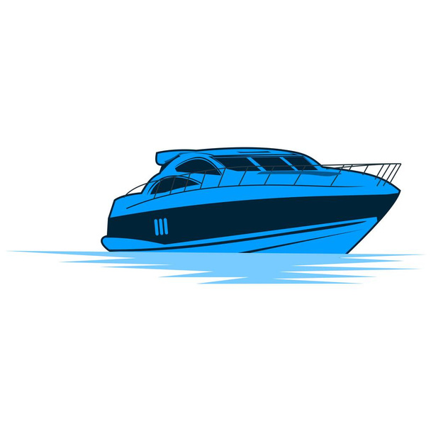 Speedboat line icon logo design marine, ship, vessel, side view