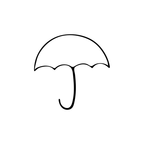 Handgezeichnetes Schirm-Symbol im Vektor. Doodle Regenschirm-Symbol in Vektor. Handgezeichnete Schirm-Illustration im Vektor. Gekritzeltes Versicherungskonzept mit Regenschirm - Vektor, Bild