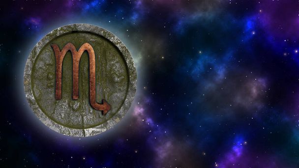 Horoscope sign scorpio bronze and stone - Photo, Image