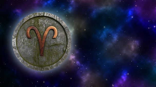 Horoscope sign aries bronze and stone - Photo, Image