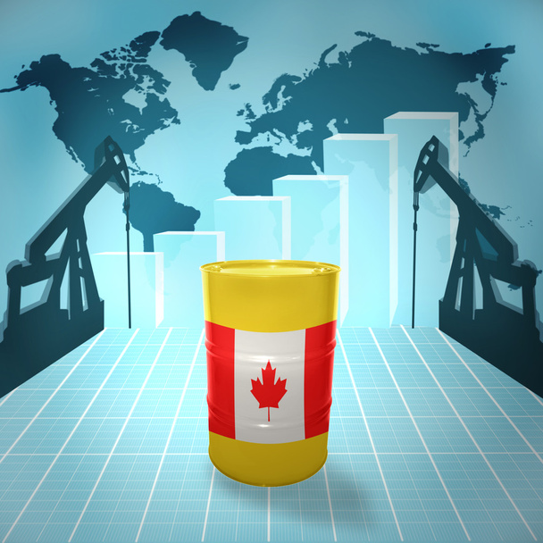 petrol varil ile Kanada bayrağı - Fotoğraf, Görsel