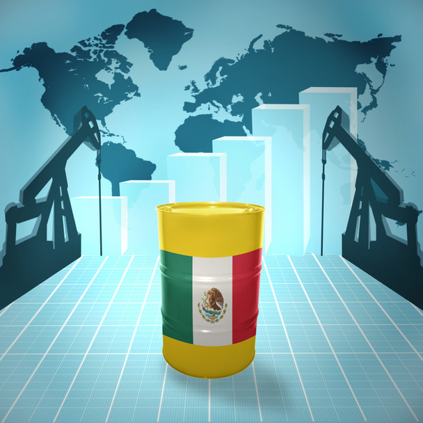 olie vat met Mexicaanse vlag - Foto, afbeelding