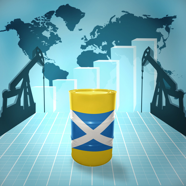Baril de pétrole avec drapeau écossais
 - Photo, image